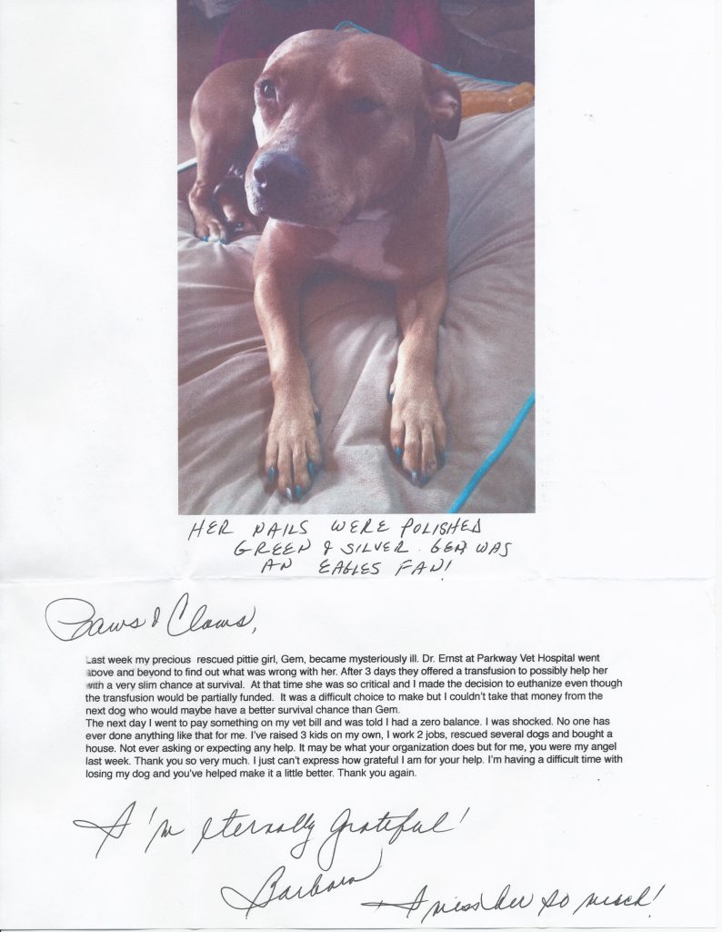 A Very Touching Thank You From A Pet Owner - Paws and Claws Society, Inc.